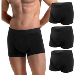 Mens Incontinence Underwear 2.3 oz Absorbency Protection Adult Leak Proof Boxer Briefs Washable Bladder Leakage Cotton 3 Pack (3 Black, M)