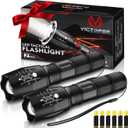 Victoper LED Flashlight 2 Pack, Bright Tactical Torch High Lumens with 5 Modes, Waterproof Zoomable Flash Light for Outdoor, Gifts for Father's Day Camping Essentials Gear (Black)