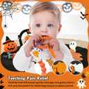 Baby Halloween Teething Toys, Soft Pumpkin & Ghost Textured Silicone Teether for 3-6 6-12 Months, BPA-Free Baby Halloween Teether Toys, Boo Basket Stuffers Sensory Gifts for Infant Boys & Girls
