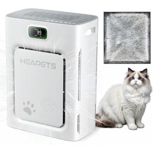 Pet Air Purifier for Home Large Room 2500 sq ft, H13 HEPA Washable Double-Sided Filter, Air Cleaner for Pet Hair Dander Odor Allergies Pollutant Smoke Dust,PM2.5 Air Quality Monitor, Auto Mode,P358 Grey
