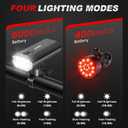 Ascher USB Rechargeable Bike Light Front and Back, Super Bright 1000 Lumens Bicycle Headlight and Compact Tail Light, 4 Light Modes, Large Capacity Battery Bike Lights for Night Riding Road Mountain