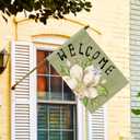 AVOIN colorlife Magnolia Spring House Flag 28x40 Inch Double Sided Outside, Seasonal Floral Welcome Yard Outdoor Flag