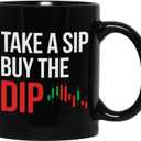 Bubble Hugs Stock Trader Coffee Mug 11 oz, Take A Sip Buy The Dip Stock Market Gift Cup Funny Idea for Traders Brokers Financial Adviser Investor, Black
