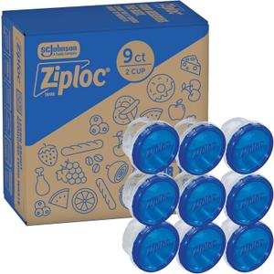 Ziploc Brand Twist n Loc Food Storage Containers, Leak Resistant Design, Small Round, 9 count