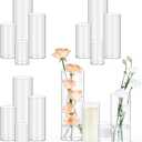 16 Pack Glass Cylinder Vases 4, 6, 8, 10 Inch Tall Clear Flower Vases for Table Centerpieces Wedding Decoration, Hurricane Floating Candle Holder for Party Home Decor