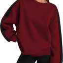 Zeagoo Womens Sweatshirt Long Sleeve Color Block Fleece Hoodies Fall Casual Crewneck Pullover Tunic Tops 2024 (XL)