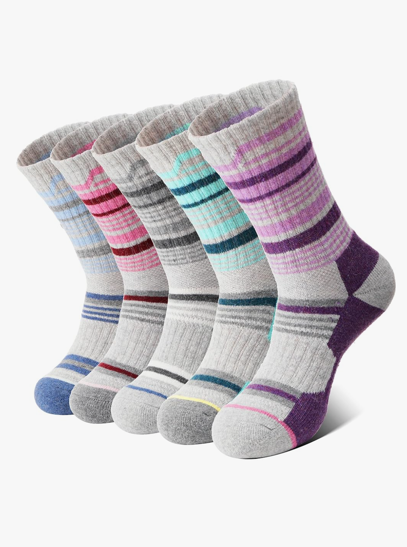 Anlisim Merino Wool Hiking Socks for Women Thermal Winter Warm Boot Work Cushion Socks 5 Pairs