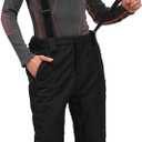 YEEFINE Men's Waterproof Snow Ski Pants Insulated Warm Winter Outdoor Snowboard Bibs with Suspenders (Medium, Black)