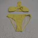 SOLY HUX Women's One Shoulder Twist Front Bikini Set Ruched High Cut Swimsuit Two Piece Bathing Suit (Medium, Plain Yellow)