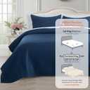 KASENTEX Oversized King Quilt Set 112"x106" Soft Washed 3-Layer Lightweight California King Bedspread, Minimalist Nordic Design, All-Season Quilt Bedding (1 Quilt + 2 Pillow Shams), Dress Dark Blue