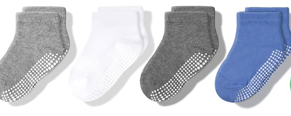 CozyWay Baby & Toddler Socks with Grippers Non Slip Ankle Grip Socks For Boys and Girls - Comfy Soft Cotton - 5 Pack