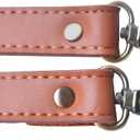 Wento Camel Genuine Leather Purses Straps, Lobster Hook, 24'' x 0.78'', Real Leather Sewing Canvas Backing, Replacement Purse Straps, Handbag Bag Wallet Straps