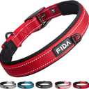 Fida Heavy Duty Dog Collar, Ultra Comfortable Soft Neoprene Padded, Adjustable Reflective Nylon Pet Collar with Durable Metal Belt Buckle for Large Breeds (L, Red) (Large(19"-23"))