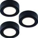 LUMILAND Wired LED Puck Lights 120V (2.7Wx3) Plug-in Lighting Warm White, LED Cabinet Light for Kitchen Can Be Surface Mount or Recess Mount, Black (3000K)