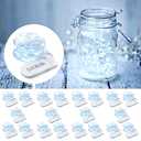 MUMUXI 20 Pack 3.3ft Fairy Lights Battery Operated String Lights, Mini White LED Powered, Waterproof, Silver Wire Firefly Mason Jar for Home, Party, Wedding Decorations, Cool White