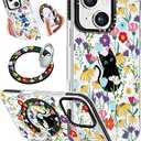 Toycamp for iPhone 17 Case Compatible with Magsafe - for Women Girls Cute Design 360° Magnetic Ring Holder Stand Kickstand Girly Pretty Cat Flower Funny Fashion TPU Aesthetic Teen Phone Cover