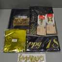 18th Birthday Decorations for Boys Girls with 18th Birthday Banner, Black and Gold Table Cloth, Number Balloons, Large Sash, Cake Topper and Candles