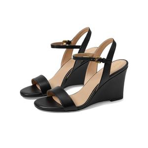 Cole Haan Women's Josie Wedge Sandal, Black Leather, 8.5-B US