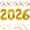 TONIFUL 2026 Graduation Balloons 42Inch Gold 2026 Number Balloons Aluminum Foil Mylar Balloons for New Year Eve Graduation Decorations Class of 2026 Christmas Anniversary 2026 Grad Party Supplies