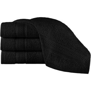 REGAL RUBY, 4  Piece Towel Set, 2 Hand Towels 2 Washcloths, Soft and Absorbent, 100% Turkish Cotton Towels for Bathroom Shower Towel, Bath Linen Set Black