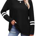 Sampeel Plus Size Womens Clothing Long Sleeve Shirts for Women Fall Fashion Outfits 2025 Business Casual Tops Fall Clothes Blouses Dressy Casual Oversized T Shirts Must Haves Loose Fit Black 3XL