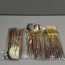 Lullaby 120PCS Gold Plastic Silverware, Gold Disposable Cutlery with Wood Grain Handle Include 40 Forks, 40 Spoons, 40 Knives, Elegant Disposable Silverware for Wedding, Party, Gathering, Daily Use