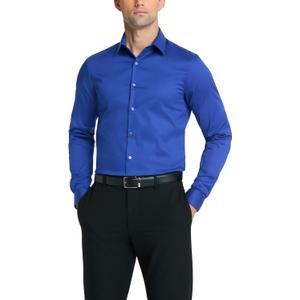 Van Heusen Men's Dress Shirt Slim Fit Flex Collar Stretch Solid, Royal Blue, 17.5" Neck 34"-35" Sleeve (X-Large) Van Heusen Men's Dress Shirt Slim Fit Flex Collar Stretch Solid, Royal Blue, 17.5" Neck 34"-35" Sleeve (X-Large)