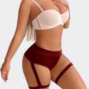 Women's Yoga Shorts with Garters High Waist Slim Sexy Bodycon Booty Dance Hot Pants Bandage Workout Butt Lifting (Red, L)