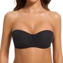 Women's Strapless Bra-Lightly Lined Non Slip Invisible Balconette Underwire Support Multiway Bandeau Bra for Comfort Lift