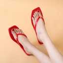 Women Flip Flops Jelly Shoes Thong Sandals Flat Slides Clear Jellies Pool Slippers Bathroom Summer Beach Size 8 Ladies Non Slip Dress Comfortable Quick Drying Soft (Red)