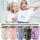 Cartoon 3D Embossed Band Compatible with Apple Watch Bands 40mm 38mm 44mm 45mm 41mm 42mm 49mm Women, Two-Tone Soft Silicone Sport Strap for iWatch Series 10 9 8 7 6 5 4 3 2 1 Ultra (Orange & Pink Sand)