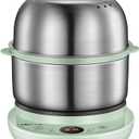 Bar Electric Small Food Steamer 2 Tier, Egg Cooker with Steaming & Frying, Stainless Steel Vegetable Steamer for Cooking, Anti-dry Burn Protection, 9.5h Preset, 360W, ZDQ-B14Y5