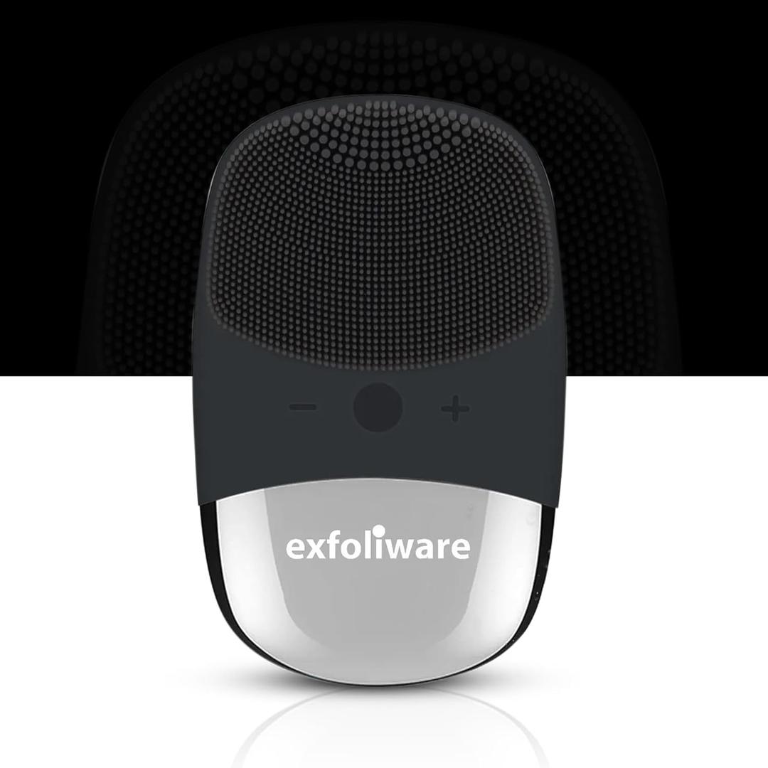 2 x 3-in-1 Electric Facial Cleansing Brush - Silicone Face Scrubber & Massager, IPX7 Waterproof, USB Rechargeable, Deep Cleansing, Blackhead Removal, Exfoliating Skincare Tool (Black)