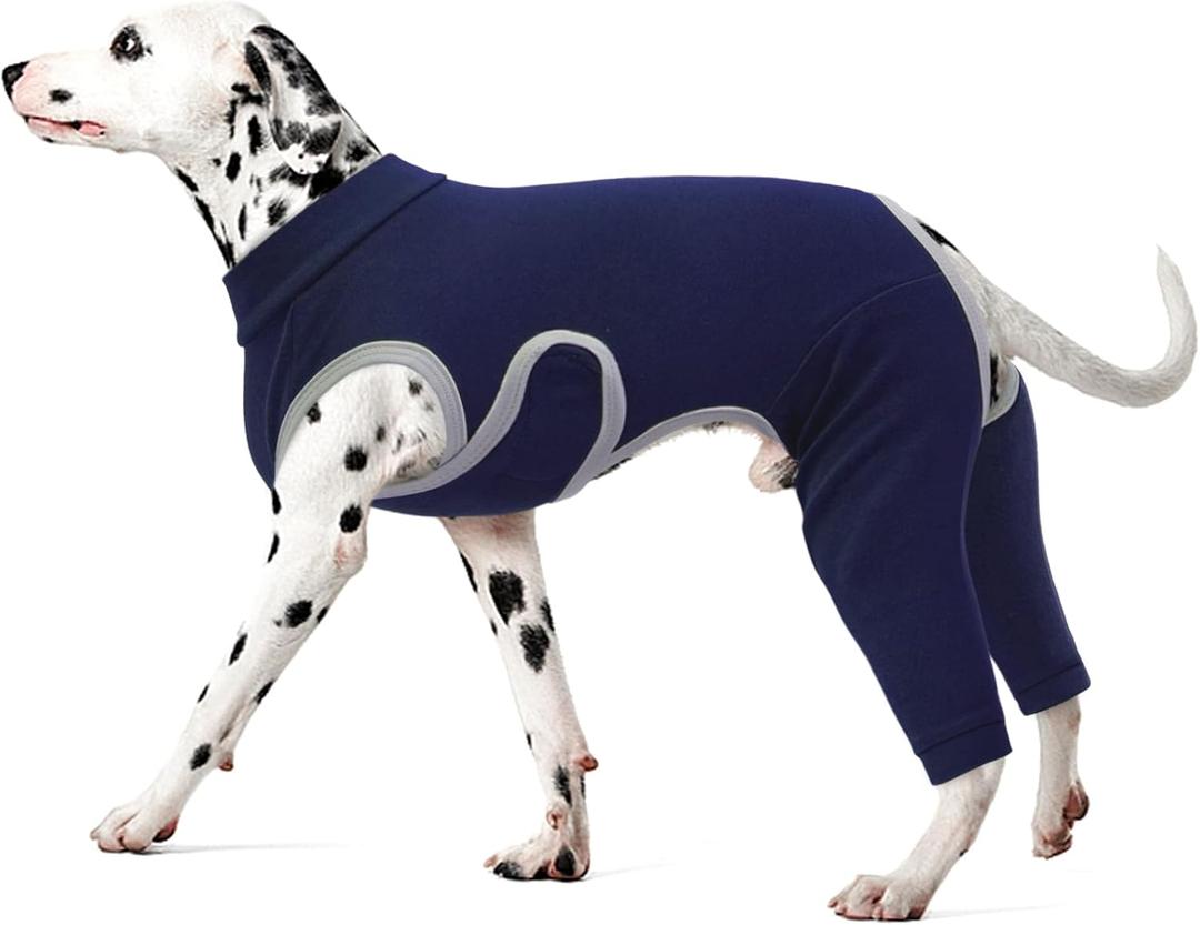 Kuoser Dog Surgery Recovery Suit, Professional Dog Surgical Suit for Back Legs, Soft Dogs Recovery Sleeve to Prevent Licking Biting Wounds, Dogs Onesie After Surgery Elbow Protector, Blue L (Large (Back: 15.74"; Chest: 24.01"))