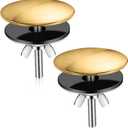 LEIFIDE 2 Pcs 2 Inch Kitchen Sink Hole Cover Faucet Hole Cover Stainless Steel Kitchen Sink Tap Plate Stopper Blanking Metal Plug (Antique Gold)