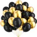 Black and Gold Balloons, Metallic Gold and Black Balloons for Birthday, Retirement, Graduation, New Year's Eve Party Decorations