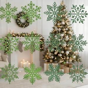 Sratte 24 Pcs 16 Inch Large Snowflake Ornaments,Giant Glitter Decorative Hanging Snowflakes,6 Designs Christmas Decorative Hanging Ornaments,Winter Window Decor with Nylon Thread (Blue)