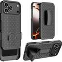 for iPhone 17 Pro Holster Case, Belt Clip Cover for iPhone 17 Pro, Shell Holster Combo Slim Rugged Case with Kickstand (6.3") 2025 Release, Black