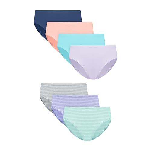 Hanes Girls' Underwear Hipsters, 7-Pack, Pure Comfort Microfiber Hipster Panties for Girls, Assorted 14 Y
