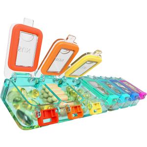 BEXEEN Weekly Medicine Pill Organizer Waterproof 7 Day Large Pill Box Daily Pill Case Cute Vitamin Organizer Portable Pill Container Travel Pills Holder XL Supplement Medication Dispenser One a Day