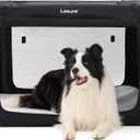 Lesure Collapsible Dog Crate - Portable Travel Kennel for Large Dog, 4-Door Pet Crate with Mesh Windows, Indoor & Outdoor, Black (36.0"L x 25.0"W x 25.0"H)