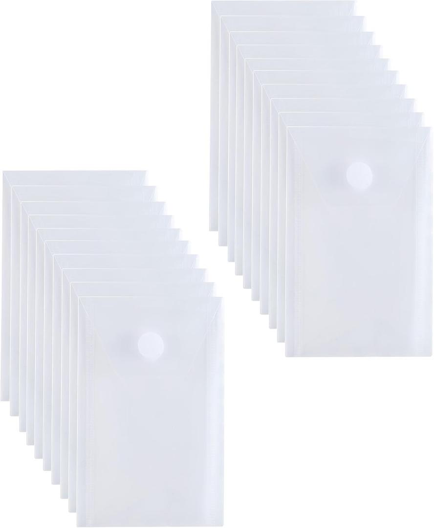 3 x 5 Vertical Plastic Envelopes Hook Loop Closure Coupon Receipt Sticker Holder 20 Pack