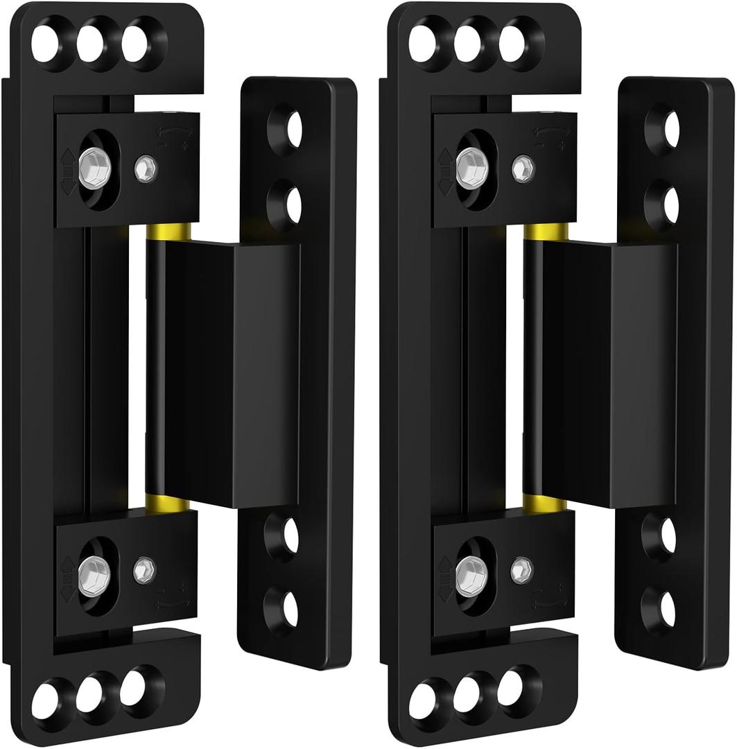Hidden Door Hinges 2pack Ultra-Thin Hidden Hinges for Secret Door Invisible Hinges Adjustable Silent and Smooth Hidden Door Hinge (3.8x0.96in, Black)