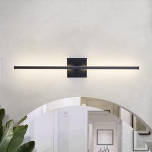 Modern Wall Sconce, Dimmable Hardwired Wall Sconce, 350 Rotate, LED Matte Black Wall Light Fixtures, 3000K Warm Light Wall Lamp for Bathroom, Living Room, 24.4 Inch (1 Pack)