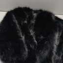 HOOD CREW Womens Fashion Cropped Faux Fur Jackets Long Sleeve Fluffy Winter Coats Casual Cardigan Outerwear Short Coat (Small, Black)