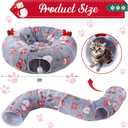 Dansydaisy 9 Pcs Cat Tunnel Under Christmas Tree, 3ft Cat Donut Tunnel with Plush Cushion and 8 Toys Cozy Washable Cave for Kittens Small Medium Pets Rabbits Gifts for Christmas (Gray)