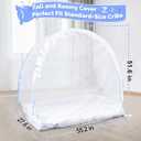 Baby Crib Tent Safety Net to Keep Baby in, Pop Up Crib Tent Canopy Keep Baby from Climbing Out, Mosquito Net for Baby Crib, Ultra Stable Frame, Durable Strong Self-Locking Zipper, White