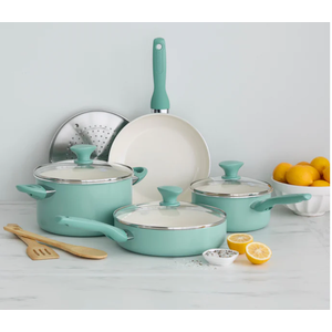 GreenPan Rio Healthy Ceramic Nonstick Cookware Pots and Pans Set, PFAS-Free, Dishwasher Safe, Turquoise 10Pcs