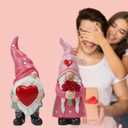 Gnomes Valentines Decorations Table Ornaments - 2 Pc Christmas Gnome Figurines Valentine's Day Decor Gifts for Him Resin Handmade Sweet Mr and Mrs Gnomes Decor for Home 5.25 H inch Newman House Studio