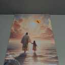 Jesus Canvas Wall Art Jesus With Girls Walks On Water Painting Picture Wall Decor Christian Art Decor Religious Poster Print Artwork for Living Room Bedroom Church Home Decoration